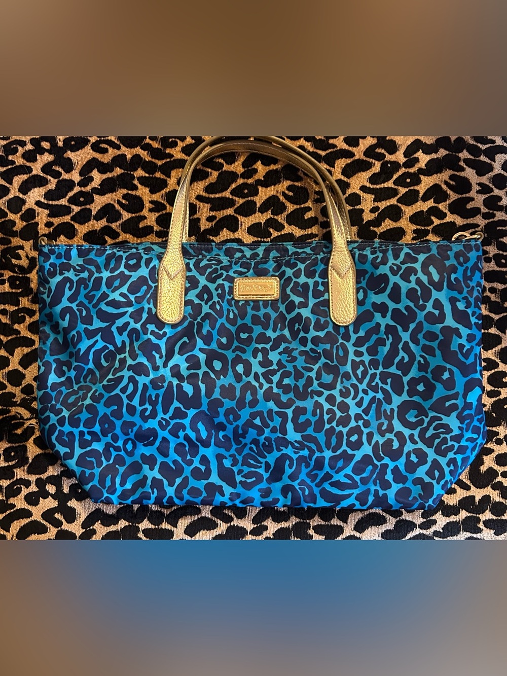 Lilly evita oyster bay leopard print tote bag with strap - Picture 2 of 7